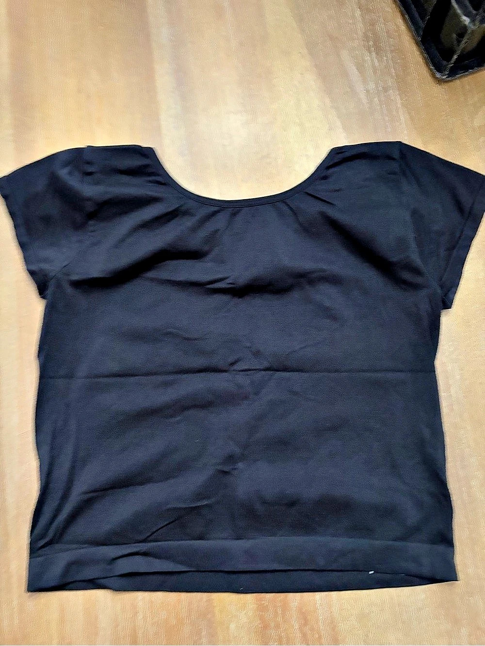 Free People Low-Back Seamless Tee Black Short Sleeve Top Size Medium